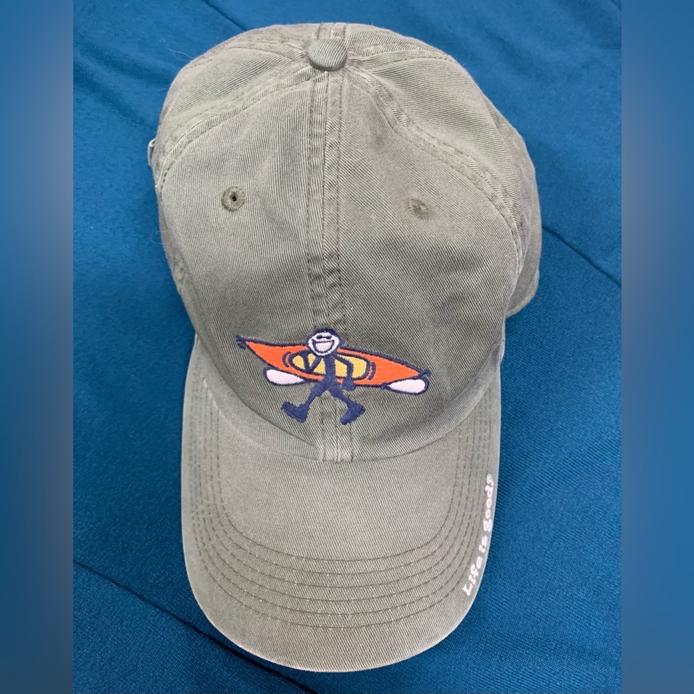 Life is Good Hat - Olive with Orange Kayak